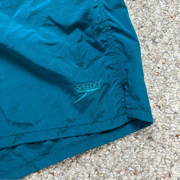 Speedo Vintage Board Shorts Mens Large 90s Teal Blue Embroidered Pockets - Picture 2 of 12